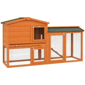 PawHut Conejera de Madera Naranja