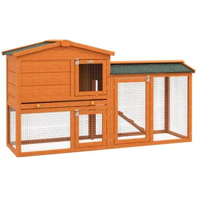PawHut Conejera de Madera Naranja