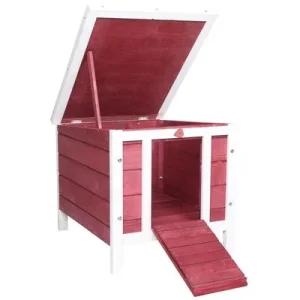 PawHut Conejera de Madera Rojo