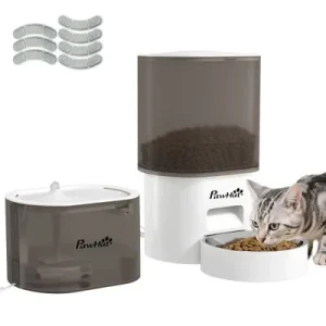 PawHut Conjunto Comedero Fuente 27.5x18x29.5 cm Blanco 1 Article
