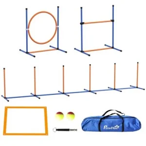 PawHut Conjunto de Entrenamiento 352x66x69 cm Azul y Naranja 1 Article