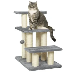 PawHut Escalera para Gato 52x34.5x54 cm Gris 1 Article