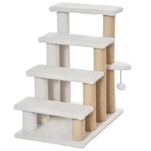 PawHut Escalera para Gato 60x40x64 cm Blanco 1 Article