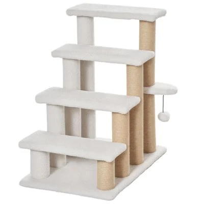 PawHut Escalera para Gato 60x40x64 cm Blanco 1 Article