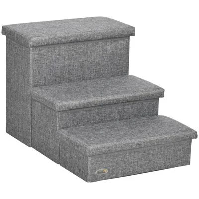PawHut Escalera para Mascota 63.5x42.5x40.5 cm Gris 1 Article