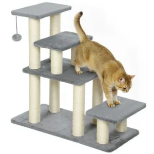 PawHut Escalera para Mascota 70x32x68 cm Gris 1 Article