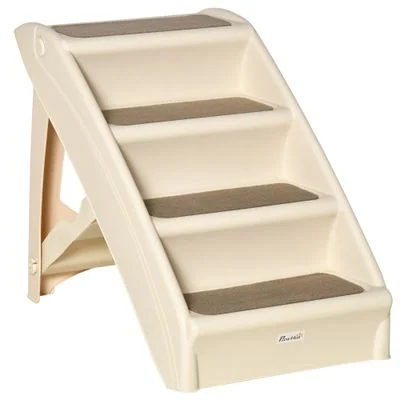 PawHut Escalera para Mascotas Plegable Beige