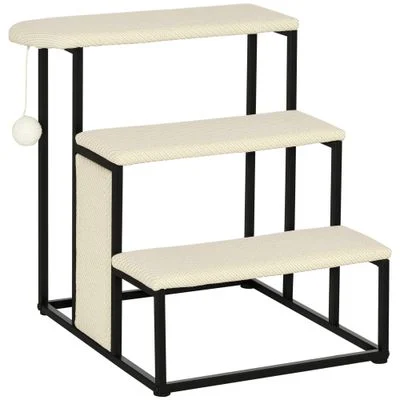 PawHut Escalera para Perro 47x45x47 cm Crema y Negro 1 Article