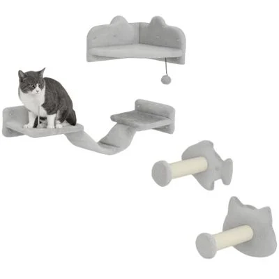 PawHut Estantes para Gato Gris Claro