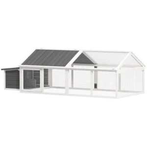 PawHut Gallinero Blanco y Gris