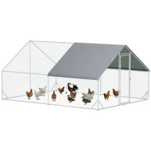 PawHut Gallinero de Exterior 300x400x200 cm Plata 1 Article
