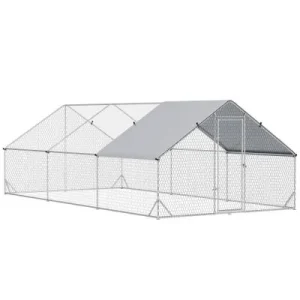PawHut Gallinero de Exterior 300x600x200 cm Plata 1 Article
