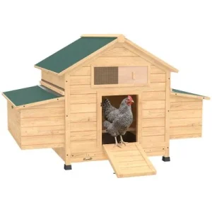 PawHut Gallinero de Madera Amarillo