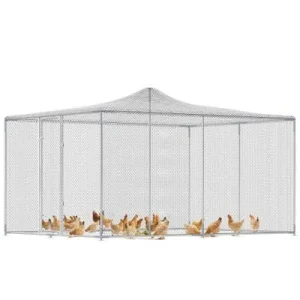 PawHut Gallinero para Exterior 400x300x197 cm Plata 1 Article