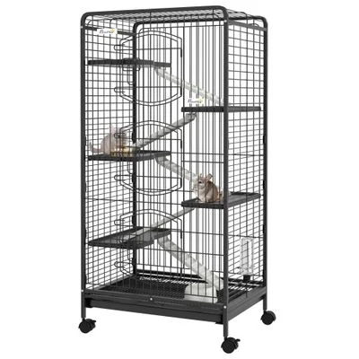 PawHut Jaula Animales Pequeño 61.5x44x131 cm Negro 1 Article