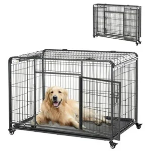 PawHut Jaula Metal Perro 125x76x81 cm Gris Oscuro 1 Article
