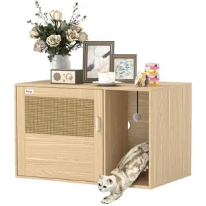 PawHut Mueble Arenero 80x50x50 cm Roble 1 Article