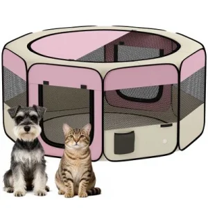 PawHut Parque para Mascota 120x120x58 cm Rosa 1 Article