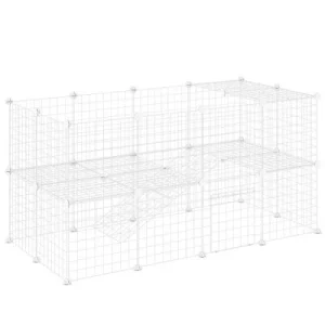 PawHut Parque para Mascota 146x73x73 cm Blanco 1 Article