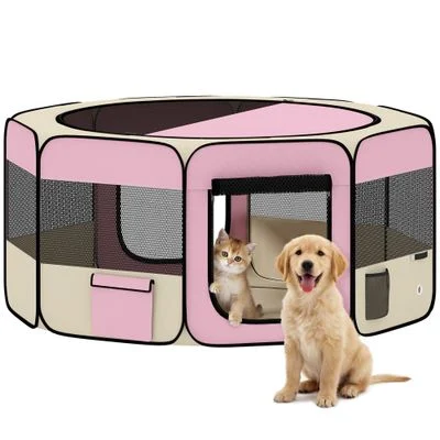 PawHut Parque para Mascota 90x90x41cm Rosa 1 Article