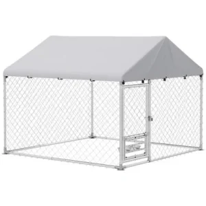 PawHut Perrera Exterior 200x200x154 cm Plata 1 Article
