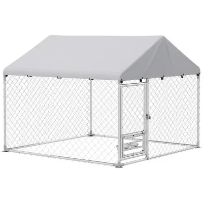 PawHut Perrera Exterior 200x200x154 cm Plata 1 Article