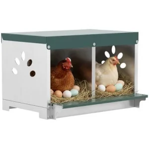 PawHut Ponedero para Gallina 54.5x42.5x35.5 cm Plateado 1 Article