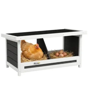 PawHut Ponederos para Gallina 66x37x34 cm Gris 1 Article