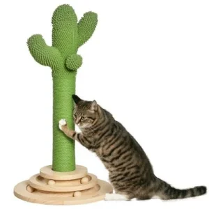 PawHut Poste Rascador para Gato 32x32x60 cm Verde 1 Article