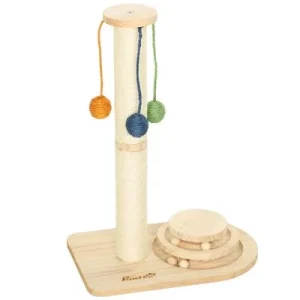 PawHut Rascador para Gato 40x26x56.5 cm Madera Natural 1 Article