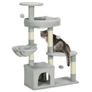 PawHut Rascador para Gato 65x30x104 cm Gris Claro 1 Article