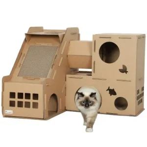 PawHut Rascador para Gato 78x66x57 cm Marrón 1 Article