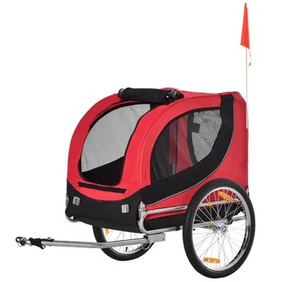 PawHut Remolque Bicicleta de Mascota Rojo