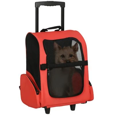 PawHut Transportín Carrito para Mascota Rojo