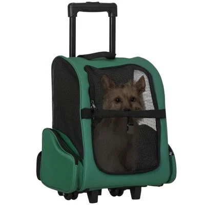 PawHut Transportín Carrito para Mascota Verde