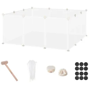 PawHut Valla para Animales Pequeño 105x105x45 cm Blanco 1 Article