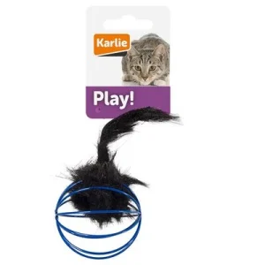 Pelota de rejilla Karlie con ratón de peluche para gatos 1 unidad