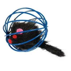 Pelota de rejilla Karlie con ratón de peluche para gatos