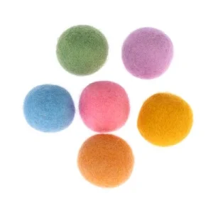 Pelotas de fieltro TIAKI juguete para gatos Set de 6 (3 cm de diámetro cada una)
