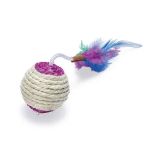 Pelotas de sisal Karlie con plumas y sonajero para gatos 1 unidad
