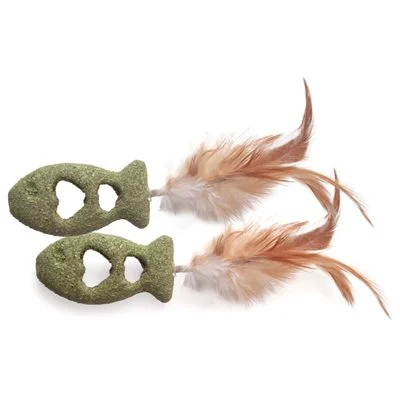 Pez con pluma Aumüller juguete para gatos 2 x Set de 2 - Pack ahorro