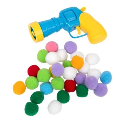 Pistola lanzapelotas zooplus Basics para gatos Pistola de juguete incl. 30 pelotas de felpa