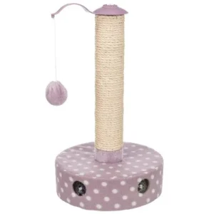 Poste para gatos Trixie Junior Fleece Lila con topos blancos