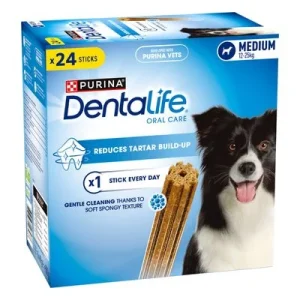 PURINA Dentalife snacks dentales para perros medianos (12-25 kg) 24 barritas (8 x 69 g)