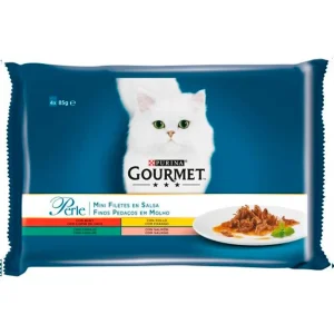 PURINA Gourmet Perle Mini Filetes en Salsa 4x85g y 12x(4x85g)