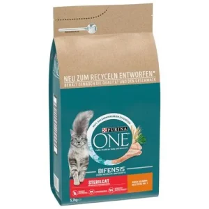 PURINA ONE Bifensis pienso para gatos - Pack Ahorro Gatos esterilizados pollo 2 x 5,7 kg