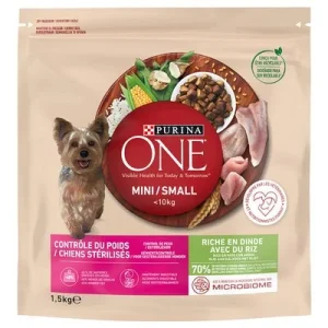 PURINA ONE Mini Weight Control / Sterilised pavo y arroz 9 kg (6 x 1,5 kg)