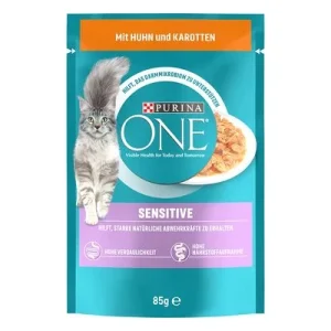 PURINA ONE Sensitive comida húmeda para gatos Con pollo y zanahoria (13 x 85 g)