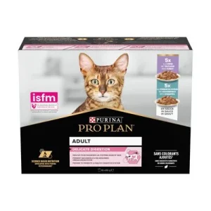 PURINA PRO PLAN Cat Adult Delicate Digestion 10 x 85 g Pavo y pescado del Océano