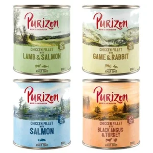 Purizon Adult 6 x 800 g comida húmeda sin cereales para perros Pack mixto
